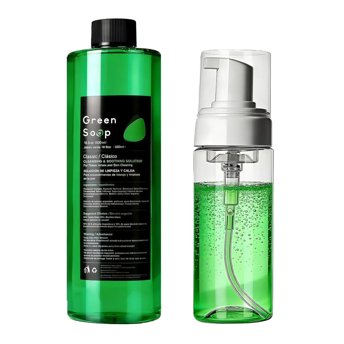 Ultra Concentrated Green Soap Tattoo Foaming Bottle – Tattoo Supplies for Tattoos, Piercings, Skin and Equipment Cleaning