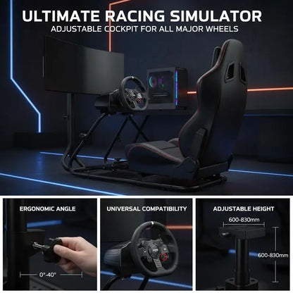 Steering wheel stand 600–830mm Gaming seat 0°–40° Steel frame gaming seat Racing simulator for racing games Gaming seat Racing seat Racing seat for Logitech Thrustmaster Fanatec Hori and Mad Catz