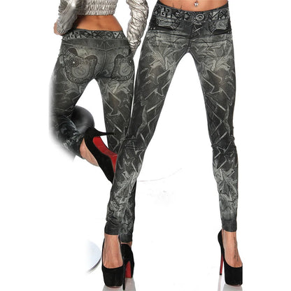 Women Leggings Denim Jeans Pants With Pocket Slim Leggings Women Fitness Blue Black Leggins