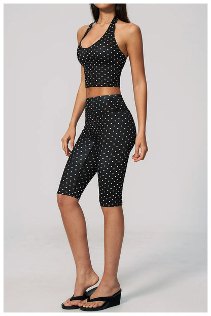 Yoga Bra Women Sports Underwear Fitness Crop Top Polka Dot Yoga Vest Deep V Backless Sports Vest Female Workout Shockproof Tops