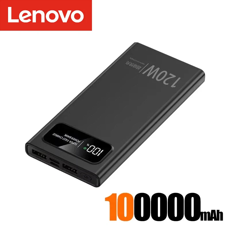 Lenovo 120W 200000mAh Power Bank Fast Charge Large Capacity External Battery CCC Mobile Power For Iphone Samsung Xiaomi NEW