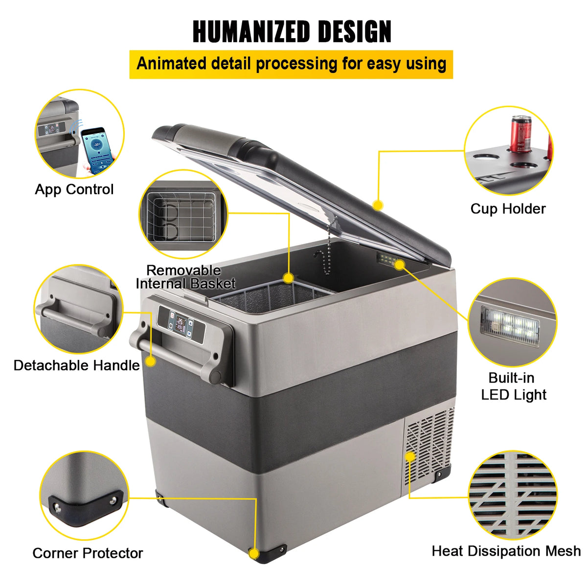 SIHAO Bärbar Kompressorkylbox 35L-55L för Bil och Camping