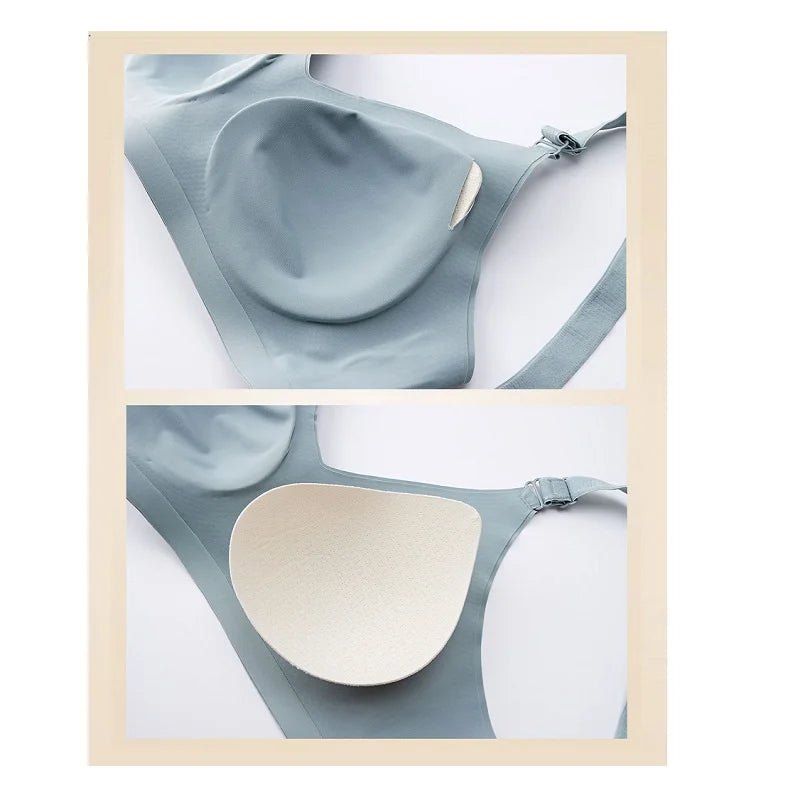 Women's Seamless Bras Ladies Thin Style Jelly Color Soft Bra Wireless Underwear Comfortable Lingerie Deep V Gather