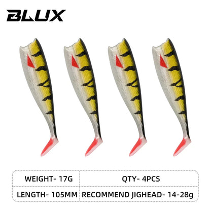 BLUX BLOD SHAD 80mm 105mm Soft Fishing Lure Jighead Black Tail Minnow Artificial Silicone Bait Saltwater Sea Bass Swimbait Gear