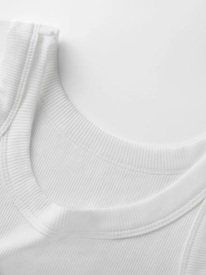 Dam Slim Ribbed Bomull Linne – Ärmlös O-ringning Bodycon Mjuk Andningsbar Sommar, 1/2/3-pack M–XXL