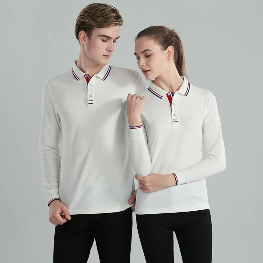 Långärmad Polo-shirt med Eget Tryck eller Logotyp – Unisex S–4XL (Asian)