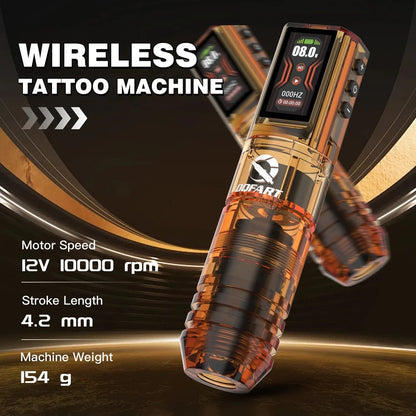 DQFART 1600mAh P2 LED Digital Display Electric Wireless Tattoo Machine Set 12V 6Colors Accessories Body Art Creative Designs