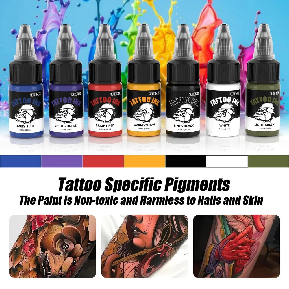 DQFART UINK Tatueringsbläck 7-pack 20ml – CPNP Vattenbaserat 36 Mån Hållbarhet Body Art Nybörjare & Proffs 2026