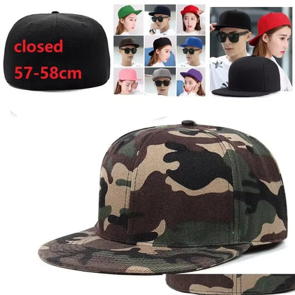 Adult Back Closed Baseball Cap for Small Head Lady Man Blank Hiphop Snapback Hat Fitted Flat Caps 58cm to 60cm