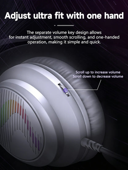 AKKHOO Gaming Headset 3,5mm RGB – 360° Roterbar Mikrofon Minnesskum CE/RoHS Internetcafé Gaming Svart Vit