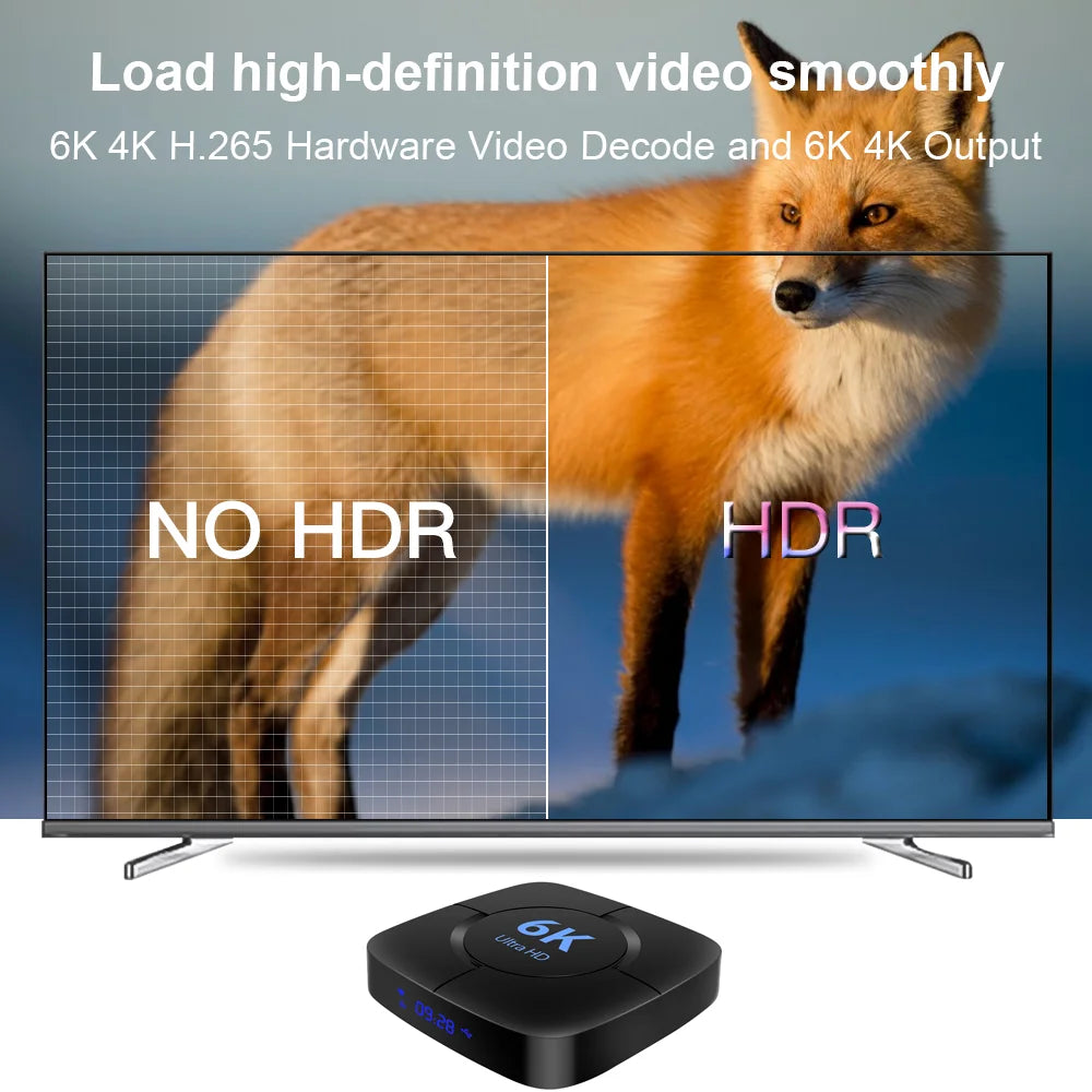 6K Android 10.0 TV BOX 4GB RAM 64GB ROM H616 Quad Core 2.4G/5G Wifi 6K Media Player Set Top Box