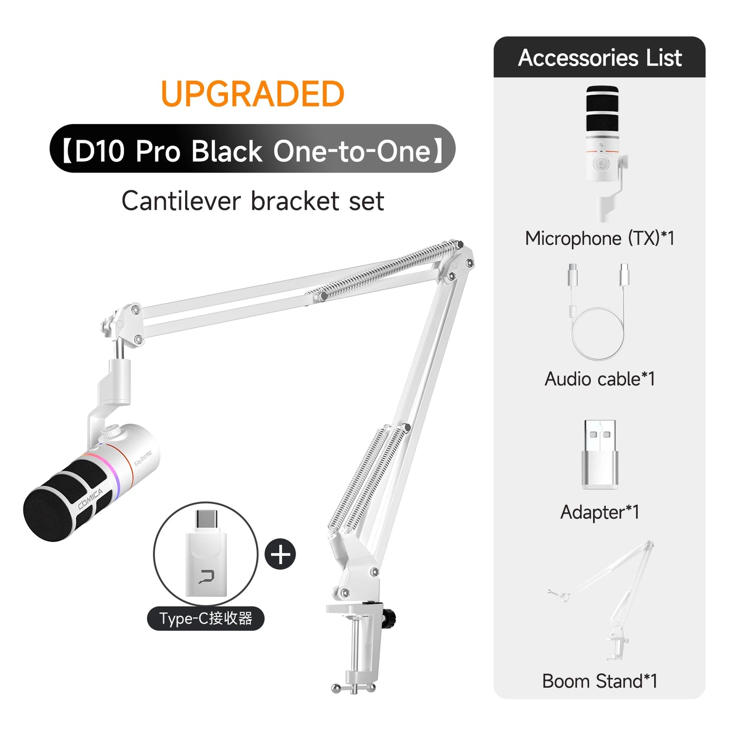 COMICA D10 PRO RGB Cardioid USB/XLR Dynamic Wireless Microphone Gaming Mic Voice Noise Reduction for Streaming Interview Podcast