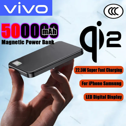 VIVO 500000mAh Magnetic Power Bank PD22.5W Super Fast Charging Portable External Battery for Magsafe For Iphone Samsung Huawei