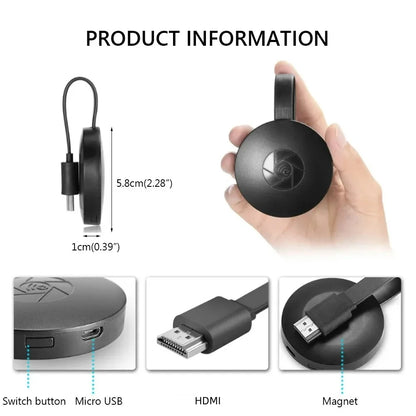 1080P G2 For MiraScreen Display Anycast Wifi HDMI-compatible Portable Miracast Dongle Compatible For TV Android Ios Mirror Scree