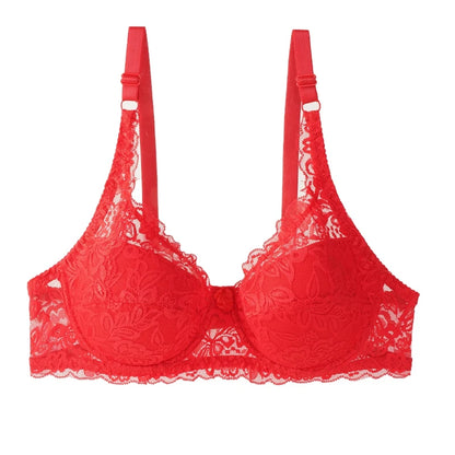 Women New Sexy Floral Lace Bras Comfort Breathable Underwear Brassiere Summer Thin Push Up Bras Solid Color Lace Bra