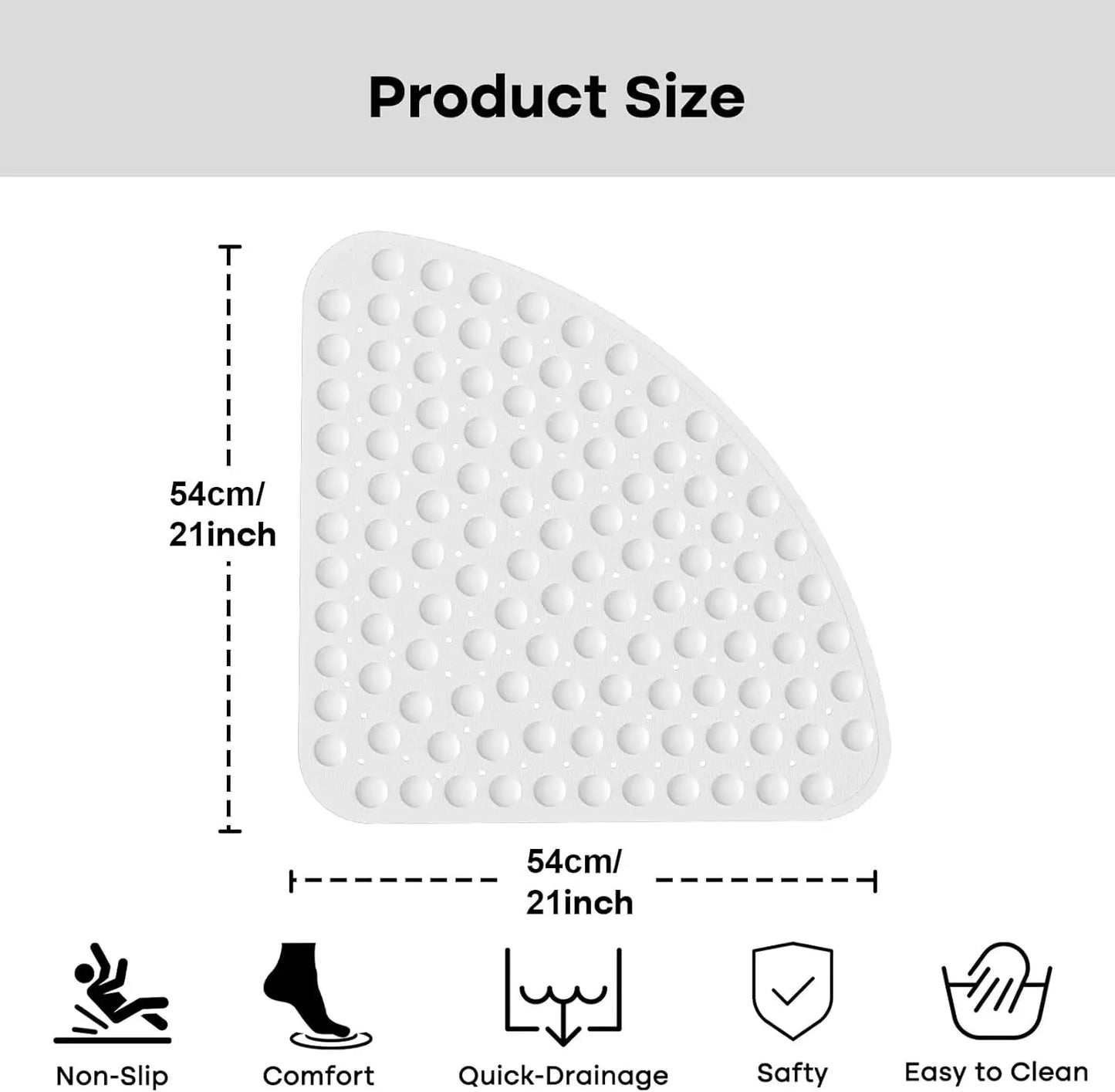 Japanese Style  Corner Fan Shape Bathroom Shower Mat Non Slip Suction Cup Bath Mat Quick‑Drain Anti‑Fall Shower Room Floor Mat