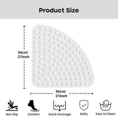 Japanese Style  Corner Fan Shape Bathroom Shower Mat Non Slip Suction Cup Bath Mat Quick‑Drain Anti‑Fall Shower Room Floor Mat