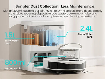 Lefant M265 Robot Vacuum Cleaner and Mop, 20,000Pa Suction, 800ml Dustbin, 28cm Mini Roller Robot Vacuum with Instant Automatic Cleaning, 5G WiFi/APP/Alexa