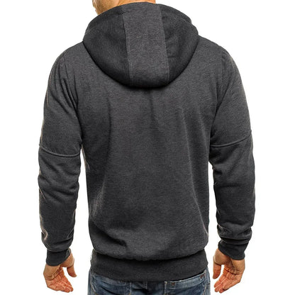 Herr Zip-up Hoodie med Fickor & Eget Tryck – Tunn, Japan-stil | M–4XL
