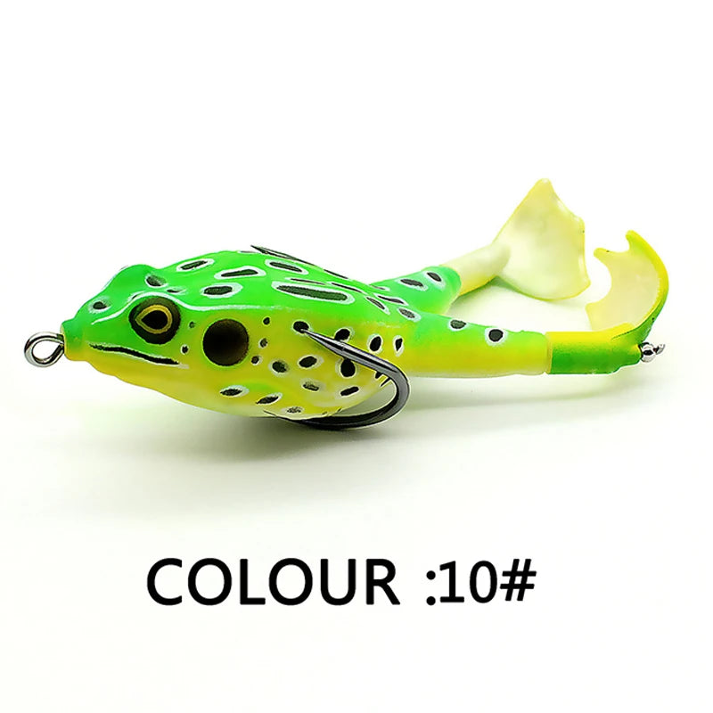 1pc Surface Frog Lure Top Water Bass Fishing Lures Soft Frog Double Propellers Legs Freshwater Rotating Tail Floating Swing Bait