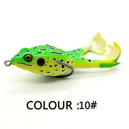 1pc Surface Frog Lure Top Water Bass Fishing Lures Soft Frog Double Propellers Legs Freshwater Rotating Tail Floating Swing Bait