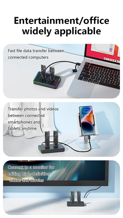 Blueendless Dual-Bay M.2 NVME SSD Clone Docking Station 20Gbps USB3.2 USB C Type C OFFline Cloner Duplicator NVme PCIE Enclosure