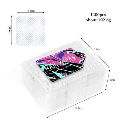 1080pcs Boxed Nail Art Lint-Free Eyelash Glue Wipes Paper Gel Polish Remover Clean Glue Cotton Pads Beauty Cleaning Tools