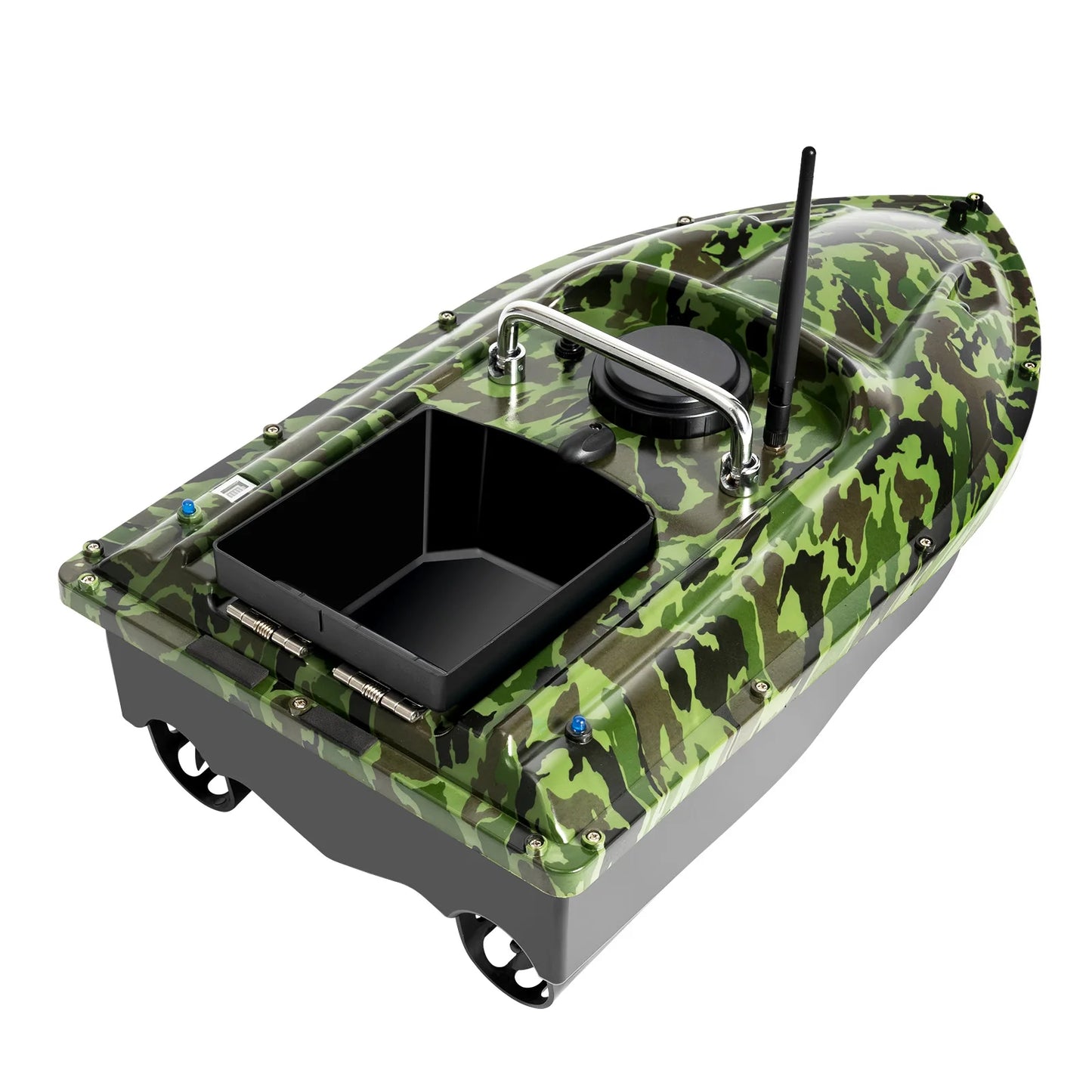 RC Fiskebåt med Fjärrkontroll 500m – Dubbelmotorer, LED, 1,5kg Last, 2–3h Batteritid, Grön