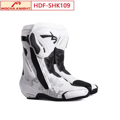 Crossstövlar MOCHA KNIGHT SH109 – perforerade sommarstövlar i läder, unisex 35–46