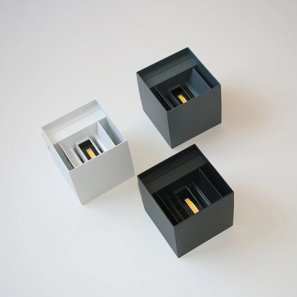 Modern Fyrkantig Utomhus Vägglampa – Aluminium, Svart/Vit/Grå, Varmvit/Kallvit, 6W/12W, Vattentålig