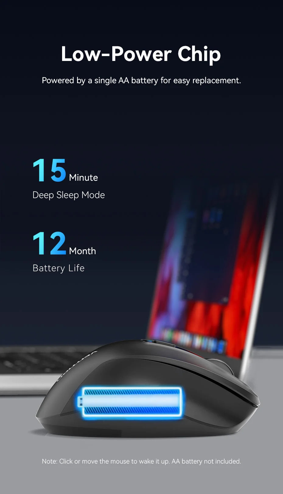 Vention Ergonomic Wireless Mouse Bluetooth 5.1 Dual-Mode USB 2.4G Mouse 4000 DPI 6 Buttons Mouse for PC MacBook Pro Tablet Mice
