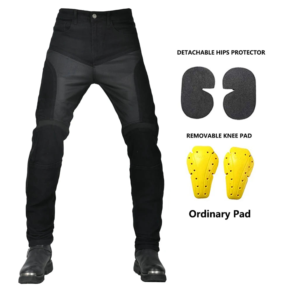 Motorcykelbyxor för män Sommar Mesh Svart Retro Slim Fit