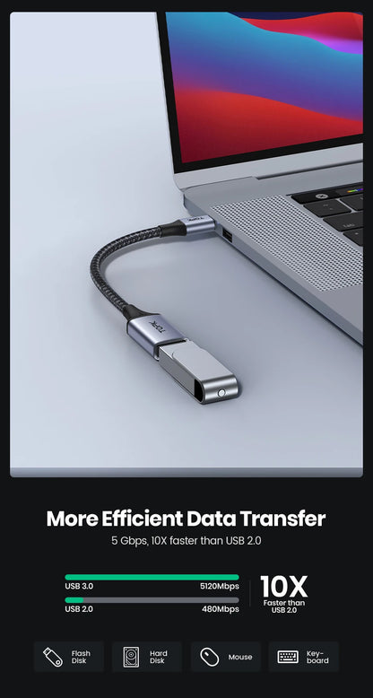 TOPK USB-C till USB-A OTG-adapter – dataöverföring och laddning