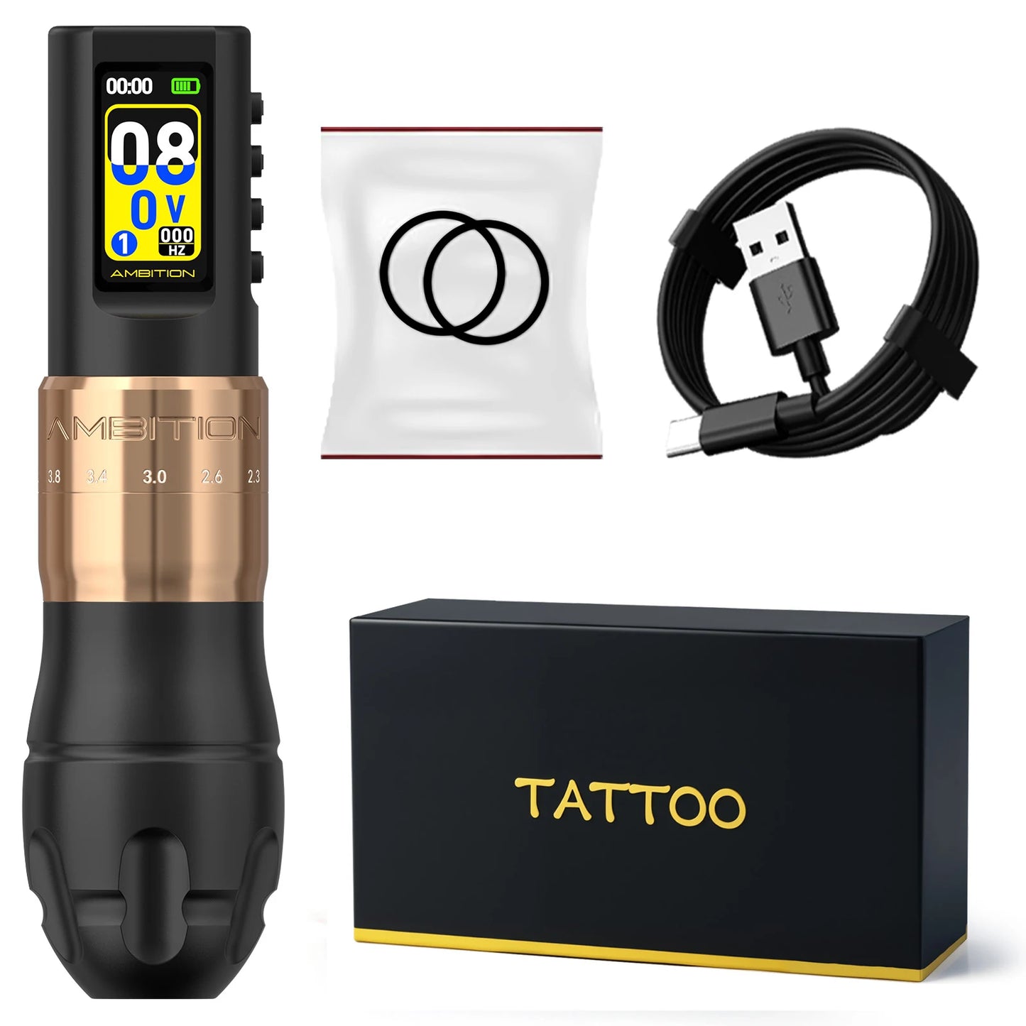 Ambition C3 Professional Wireless Tattoo Machine Pen 7 Adjustable Stroke 2.0-4.2mm Coreless Motor Body Makeup For Tattoo Artists