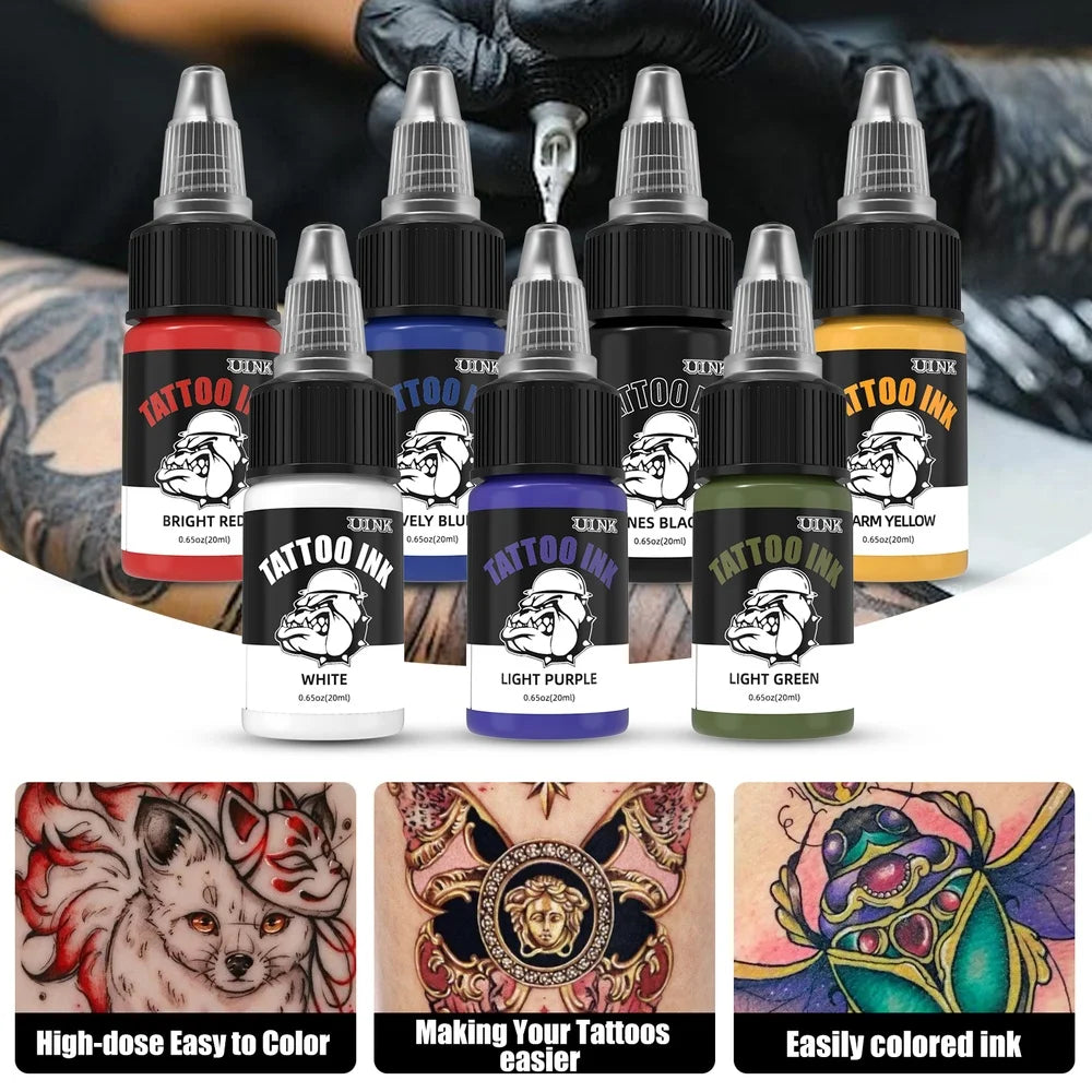 DQFART UINK Tatueringsbläck 7-pack 20ml – CPNP Vattenbaserat 36 Mån Hållbarhet Body Art Nybörjare & Proffs 2026