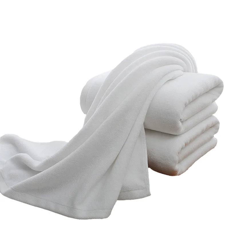 80x160cm White Large Bath Towel Thickened Cotton Towel Highly Absorbent Bath Towel Suitable for Swimming Pool Family Hotels