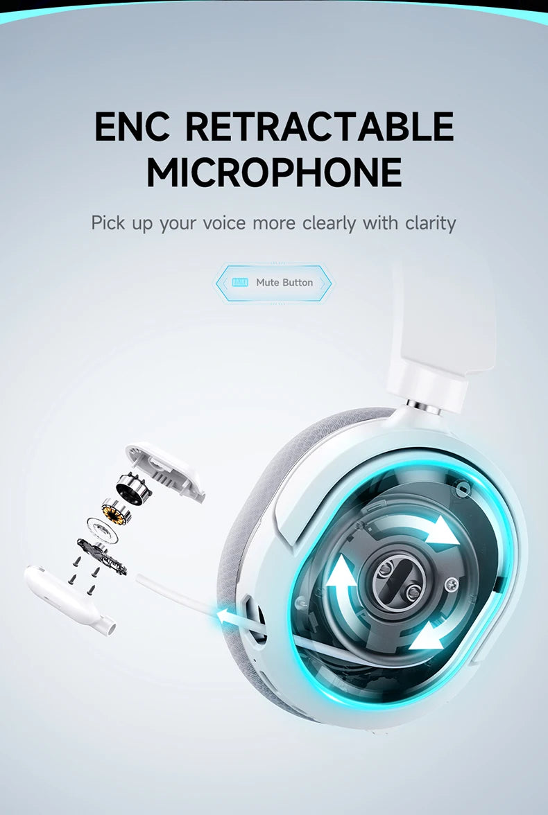 Picun G2 2.4GHz Bluetooth Wireless Gaming Headset For PC PS4 PS5 Phone Switch 5ms Low Latency 7.1 Surround Wired Headset ENC Mic