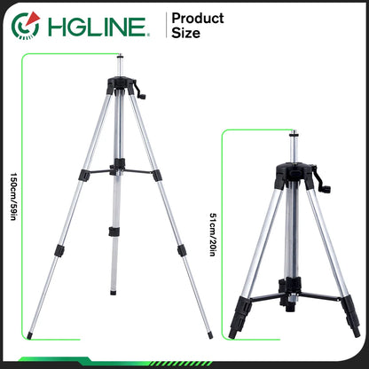 HGLINE 1.2M/1.5M Stretchable Laser Level Tripod Suitable for 5/8 Inch Laser Level Tools Aluminum Tripod with Lifting Rocker