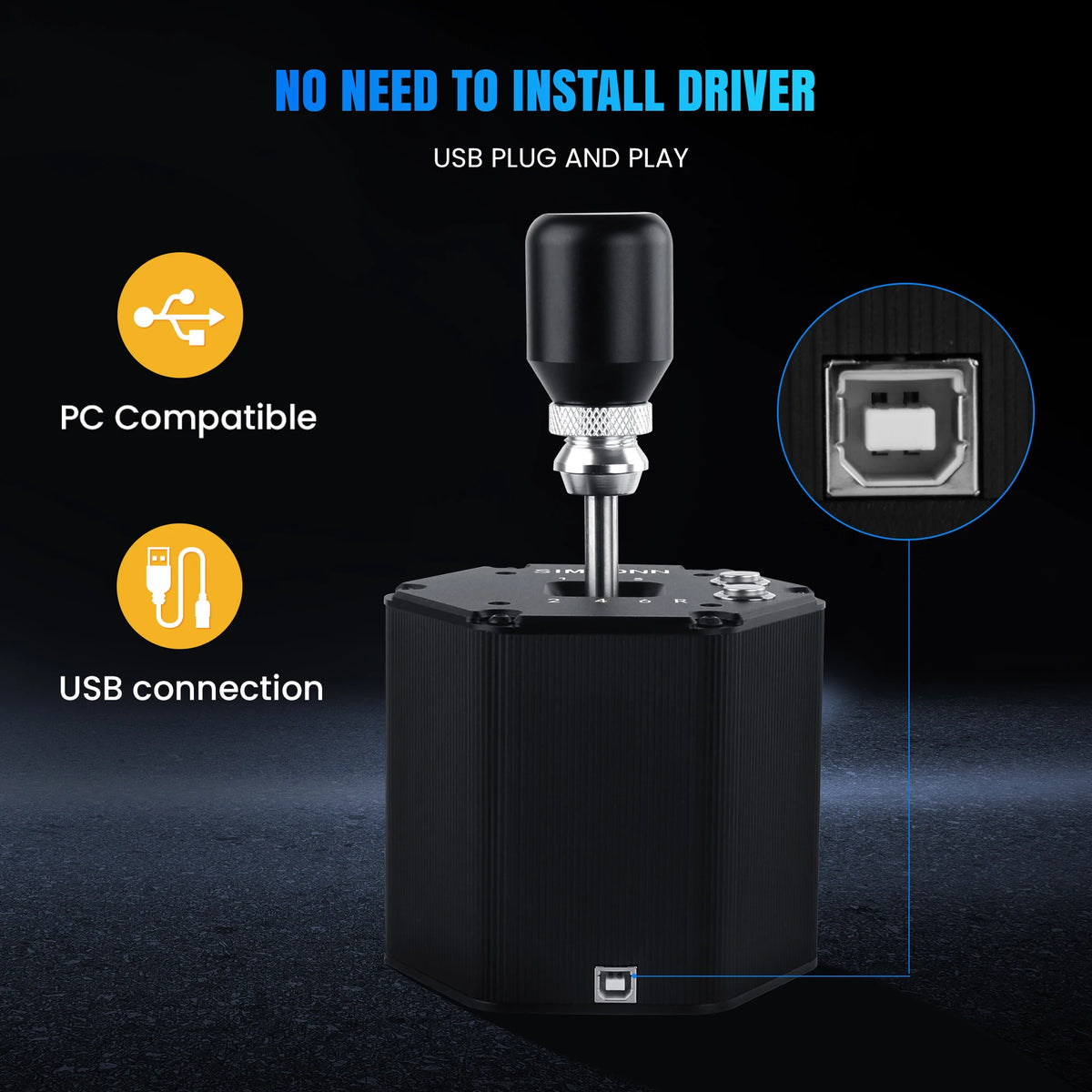 SIMSONN Sim Racing Gear Shifter 7+R / 6+R H Gear for Driving Simulator Games Manual Gear USB for PC Logitech G25 G27 G29 G920