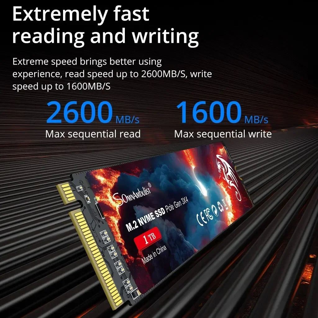 SomnAmbulist M.2 NVMe SSD PCIe 3.0 Gen3 x4 High‑Speed Internal Solid State Drive For Laptop Desktop PC Storage Upgrade
