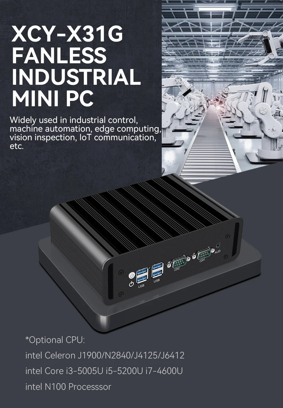 Fanless Industrial Mini PC Intel N100 J6412 Dual LAN 2xCOM RS485 6USB 4G SIM GPIO WiFi Support Computer