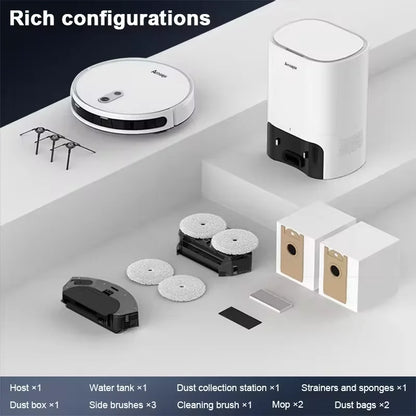 Arnagar S10 Robot Vacuum Cleaner Auto Empty Dust Collection Sweep Mop 12000Pa 5200mAh Low Noise APP Control for home cleanning