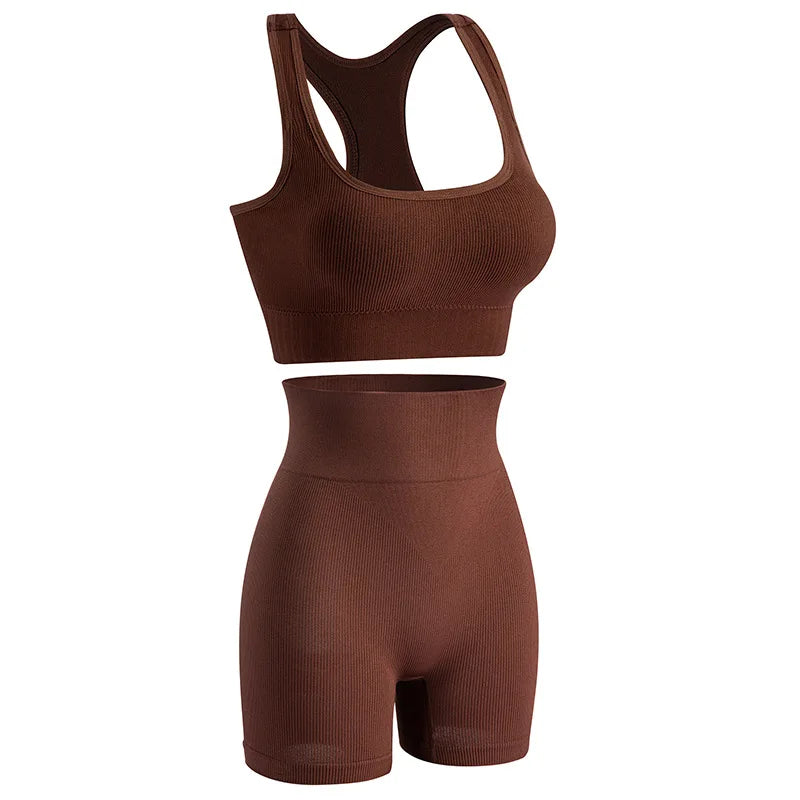 Dam Underkläderset – Sömlös BH & Trosor Crop Top Sport Yoga Fitness, 8 Färger M–XXL