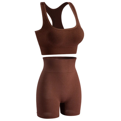 Dam Underkläderset – Sömlös BH & Trosor Crop Top Sport Yoga Fitness, 8 Färger M–XXL
