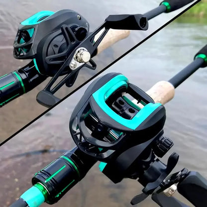 NEW Short Fishing Rod Reel Combo Set Spinning Lure Casting Rods 1.8m-2.1m 4/5Section 212g Baitcasting Reel Jigging Max Drag 10kg