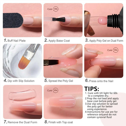 DUOLINGDAI Nail Art Extension Kit 15ml – Luktfri Quick Build Gel UV Skulptering 20 Nagelformar & Verktyg, 9 Färger