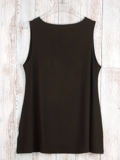 Plus Size Simple Solid Tank Top Casual Crew Neck Sleeveless Tank Top For Summer Women's Plus Size Clothing