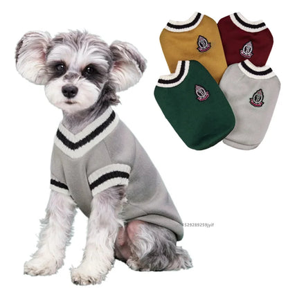 Cat Dog Sweater V-neck Pullover Winter Pet Clothes for Small Dogs Cat Vest Puppy Jacket Pet Cat Clothing Kitty Costume