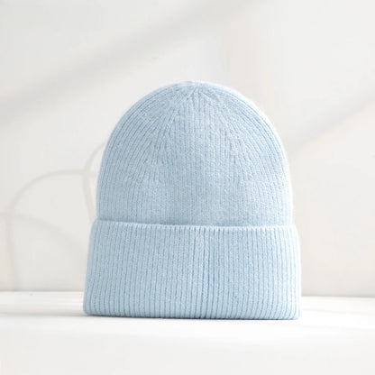 Fluffy Angora Hat Rabbit Fur Warm Winter hat For Womans Cashmere Wool Soft Beanies Blue Knitted Hat Outdoor Ski Female