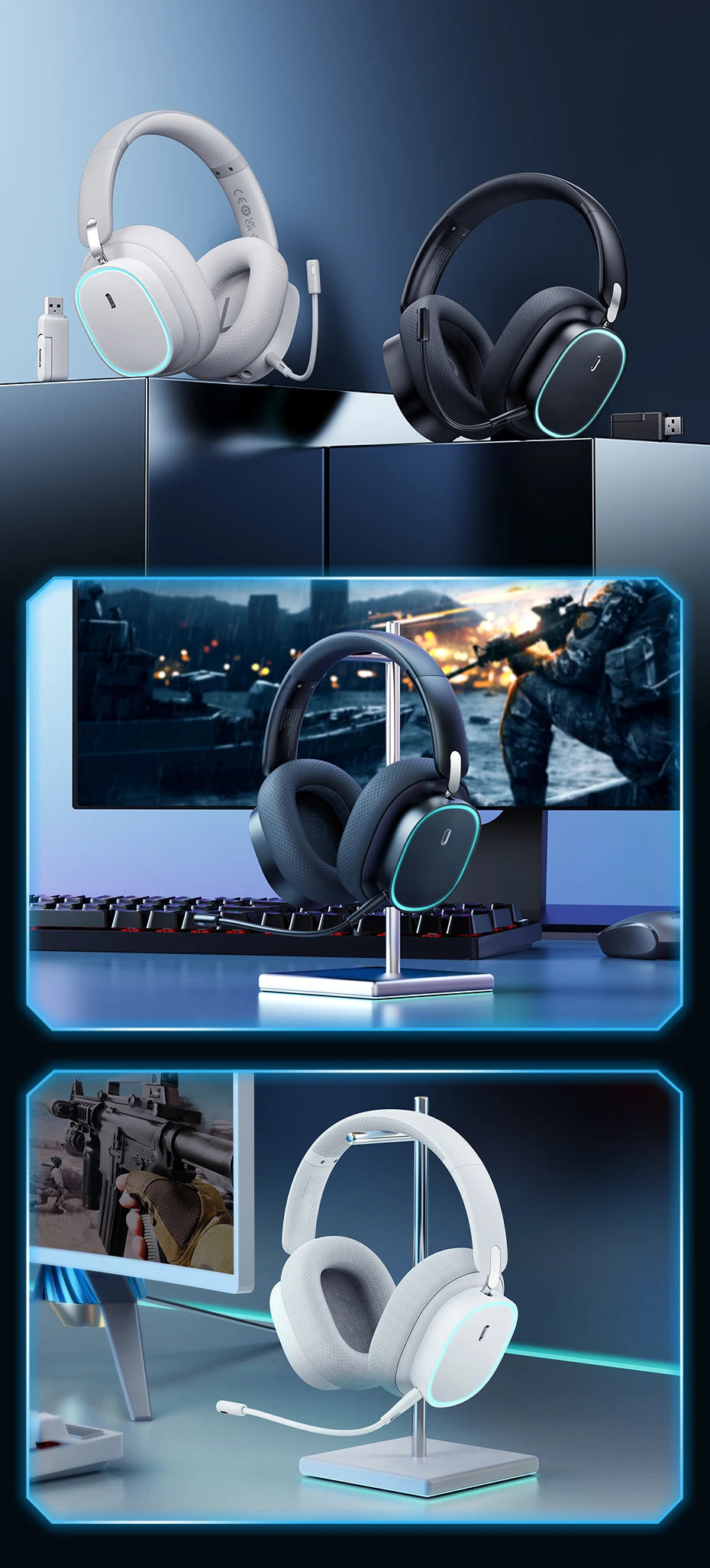 Baseus GH02 Trådlösa Gaminghörlurar med Mikrofon